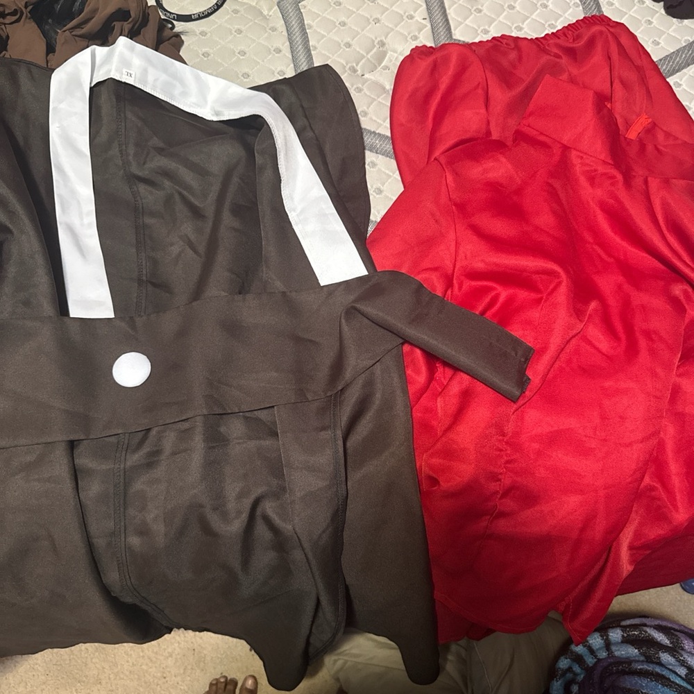Brown and Red Tote Bag Set